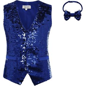 GRACE KARIN Boys Sequin Vest Boys Formal Suit Vest for Party 5-12Y