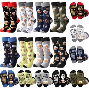 Toulite 8 Pairs Beer Socks for Men Oktoberfest Gift Socks Funny Novelty Beer Socks If You Can Read This for Beer Lovers Accessories in Saudi Arabia