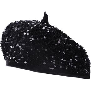 LUCKYBUNNY Sequin Beret Artist Hat Bling French Beret Hats for Women, Fascinator Hat Christmas Parties Dances Accessories