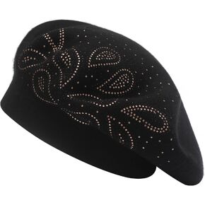 ZLYC Womens French Beret Hat Reversible Knitted Thickened Warm Cap for Ladies Girls