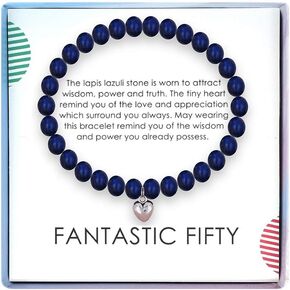 SOLINFOR 50th Birthday Gifts for Women - Lapis Lazuli Beads Bracelet - 50 Years Old Jewelry Gift Idea for Her in Kuwait