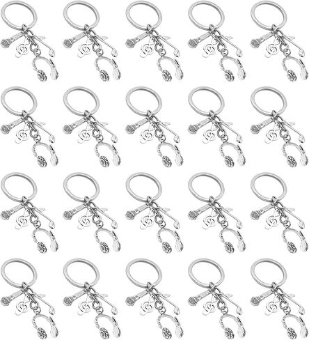 PHAETON 20PCS Microphone Keychian Dj Singer Keychain Musical Instrument Keychain Headphone Keychain Microphone Key Ring Music Key Ring Music Microphone Voice Charm Keychain for Music Lover in Saudi Arabia