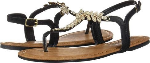 Womens T-Strap Buckle Flats Sandals in Kuwait