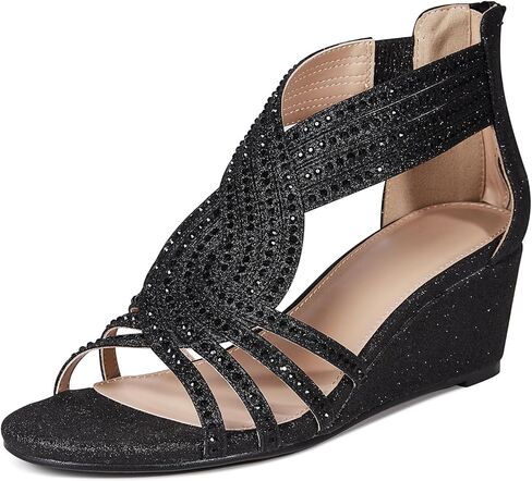 ميكاركا صندل بكعب متوسط مفتوح من الامام مرصع باحجار الراين اللامعة وحزام للكاحل مناسب للزفاف والعروس والحفلات الراقصة والرقص in Kuwait