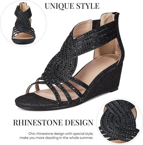 ميكاركا صندل بكعب متوسط مفتوح من الامام مرصع باحجار الراين اللامعة وحزام للكاحل مناسب للزفاف والعروس والحفلات الراقصة والرقص in Kuwait