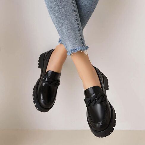 أحذية Sopends النسائية بدون كعب مريحة ذات نعل سميك أسود للنساء أحذية رسمية كاجوال أحذية موحدة in Kuwait