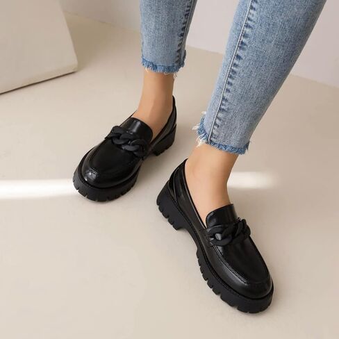 أحذية Sopends النسائية بدون كعب مريحة ذات نعل سميك أسود للنساء أحذية رسمية كاجوال أحذية موحدة in Kuwait