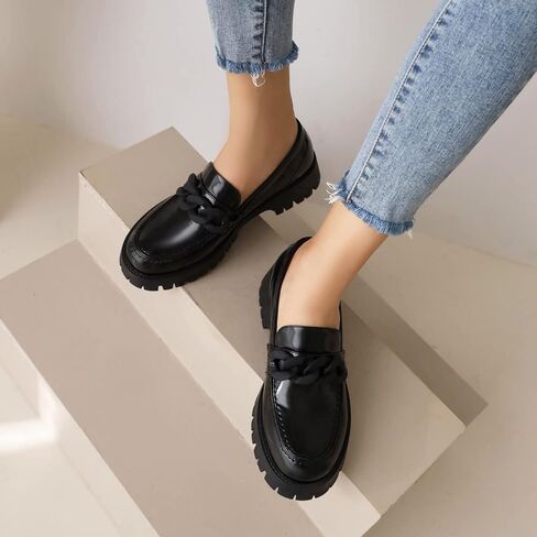 أحذية Sopends النسائية بدون كعب مريحة ذات نعل سميك أسود للنساء أحذية رسمية كاجوال أحذية موحدة in Kuwait