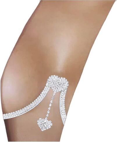 Nieeweiy حجر الراين الصدر قوس سلسلة العصرية كريستال القلب قلادة الصدر قوس الصدرية سلسلة مثير بيكيني الصدرية الجسم سلسلة مجوهرات للنساء in Kuwait