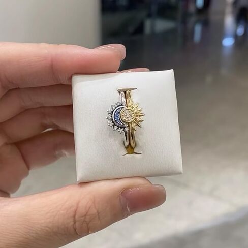 HEIMAXING 925 Sterling Silver Sun and Moon Ring Set, Sparkling Sun Moon Ring, Friendship Promise Matching Rings, Anniversary Birthday Gifts for Women in Kuwait