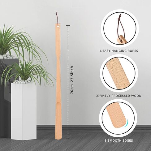 فانوير بوق احذية خشبي بمقبض طويل، بوق احذية خشبي لكبار السن والرجال والنساء والاطفال والحمل، 27.5 انش in Kuwait