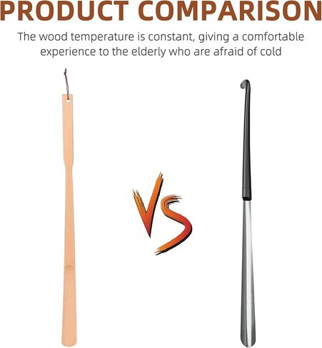 فانوير بوق احذية خشبي بمقبض طويل، بوق احذية خشبي لكبار السن والرجال والنساء والاطفال والحمل، 27.5 انش in Kuwait