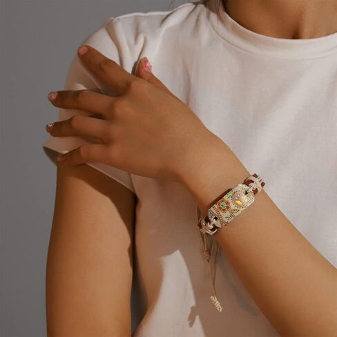 Dmaiy Leather Boho Bracelets Wrap Woven Bracelet Rope Peace Bracelets Jewelry for Women Girls and Men in Saudi Arabia