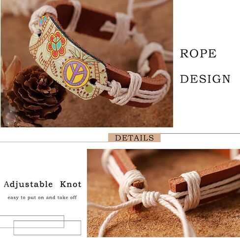 Dmaiy Leather Boho Bracelets Wrap Woven Bracelet Rope Peace Bracelets Jewelry for Women Girls and Men in Saudi Arabia