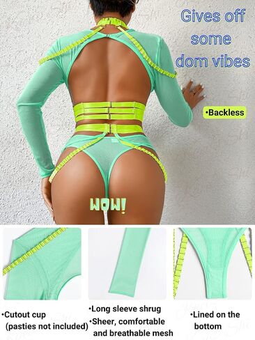 Kaei&Shi Rave Outfit, Adjustable Strappy, Contrast Color, Choker, Chain Belt in Kuwait
