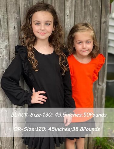 تي شيرت قطني من Flypigs للفتيات تي شيرتات لطيفة مكشكشة وبلوزة أساسية بأكمام طويلة من 5 إلى 13 سنة in Kuwait