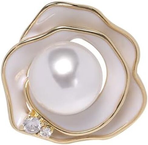 UNVAK لؤلؤة زهرة بروش للنساء مطلية بالذهب لؤلؤة زهرة دبابيس دبوس حجر الراين زهرة أزرار التلبيب دبوس مجوهرات هدية عيد الميلاد لصديقة الأم in Kuwait