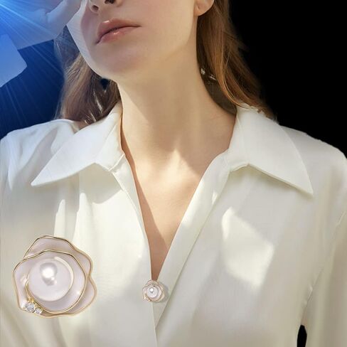 UNVAK لؤلؤة زهرة بروش للنساء مطلية بالذهب لؤلؤة زهرة دبابيس دبوس حجر الراين زهرة أزرار التلبيب دبوس مجوهرات هدية عيد الميلاد لصديقة الأم in Kuwait