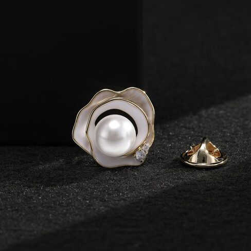 UNVAK لؤلؤة زهرة بروش للنساء مطلية بالذهب لؤلؤة زهرة دبابيس دبوس حجر الراين زهرة أزرار التلبيب دبوس مجوهرات هدية عيد الميلاد لصديقة الأم in Kuwait