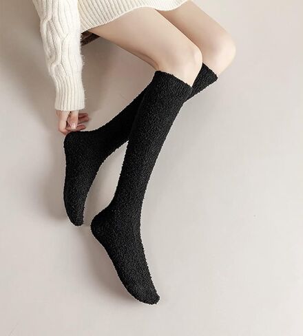 Womens Fuzzy Slipper Socks Knee High Soft Warm Cute Microfiber Cozy Fluffy Winter Gift Plush Christmas Socks in Kuwait