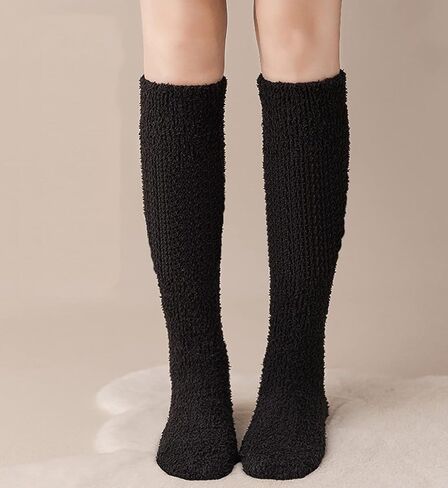 Womens Fuzzy Slipper Socks Knee High Soft Warm Cute Microfiber Cozy Fluffy Winter Gift Plush Christmas Socks in Kuwait