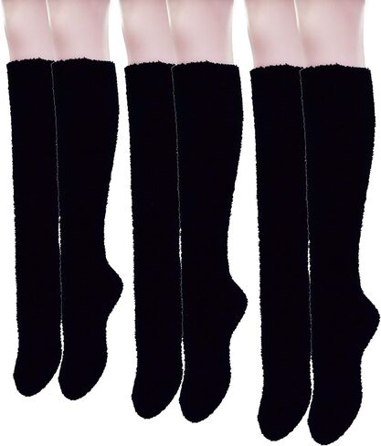 Womens Fuzzy Slipper Socks Knee High Soft Warm Cute Microfiber Cozy Fluffy Winter Gift Plush Christmas Socks in Kuwait