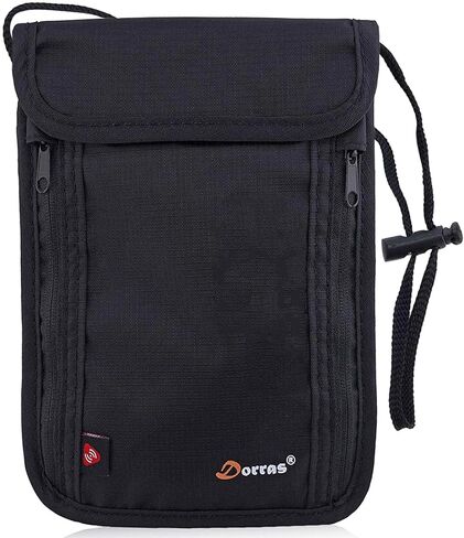 Neck Wallet Travel Wallet with RFID Blocking, Passport Holder for Women Men - Black in Kuwait