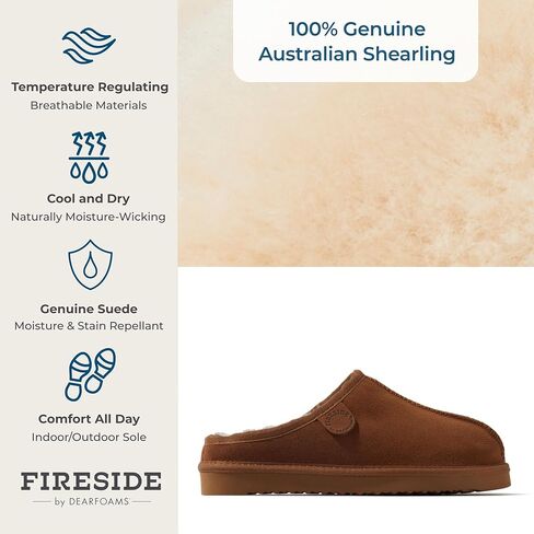 شبشب نسائي من Fireside من Dearfoams Greta Shearling للاستخدام الداخلي والخارجي in Kuwait