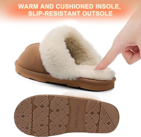 DREAM PAIRS Women's House Slippers Indoor Fuzzy Fluffy Furry Cozy Home Bedroom Comfy Winter Cute Warm Outdoor Shoes in Kuwait
