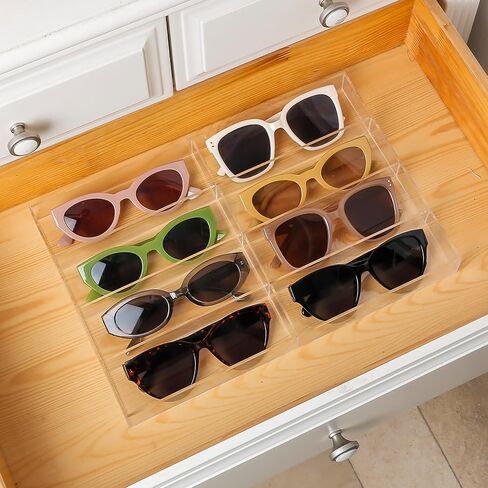 SupApollo Sunglasses Tray,Acrylic Sunglasses Storage Organizer, Clear Display Organizer,8 Slot Clear Eyeglasses Storage Case Tray,Jewelry Trays for Drawers in Saudi Arabia