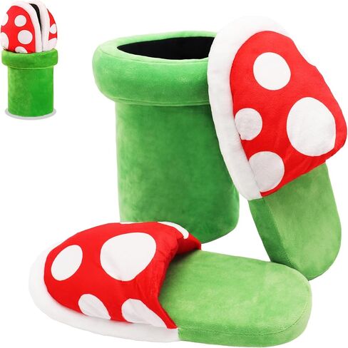 شباشب نباتية من بيسونكا بيرانا مع حامل أنابيب، شباشب فطر للرجال، شباشب منزلية قطيفة شتوية مرحة للبالغين والنساء والمراهقين، ديكور منزلي in Kuwait