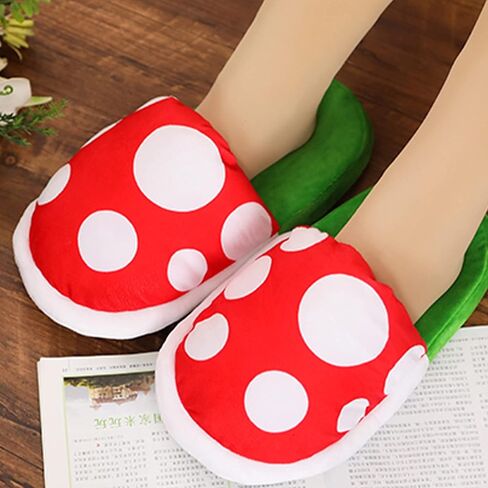 شباشب نباتية من بيسونكا بيرانا مع حامل أنابيب، شباشب فطر للرجال، شباشب منزلية قطيفة شتوية مرحة للبالغين والنساء والمراهقين، ديكور منزلي in Kuwait