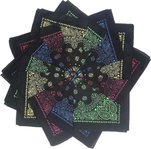 SYHRHL 12 Pack Paisley Bandana Novelty Cotton Bandanas Cowboy Handkerchiefs Classic Scarf for Men and Women in Kuwait