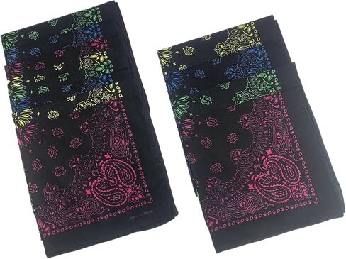 SYHRHL 12 Pack Paisley Bandana Novelty Cotton Bandanas Cowboy Handkerchiefs Classic Scarf for Men and Women in Kuwait