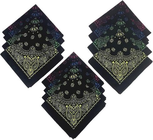SYHRHL 12 Pack Paisley Bandana Novelty Cotton Bandanas Cowboy Handkerchiefs Classic Scarf for Men and Women in Kuwait