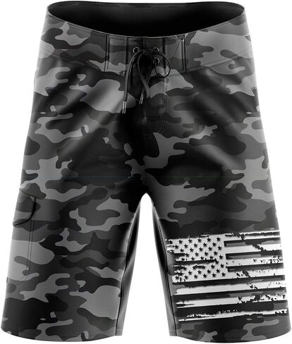 Tactical Pro Supply Men’s American Flag Board Shorts, Patriotic USA Flag Drawstring Waist Regular Fit in Saudi Arabia