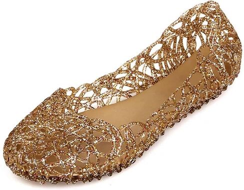 Women's Jelly Sandals Ballet Shoes Slip On Flats Hollow Out Loafers in Saudi Arabia