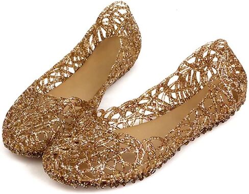 Women's Jelly Sandals Ballet Shoes Slip On Flats Hollow Out Loafers in Saudi Arabia