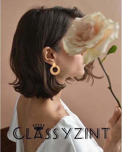 أقراط CLASSYZINT بمشبك ذهبي وفضي للنساء مصنوعة يدويًا من النحاس والمعدن بتصميم عتيق أقراط متدلية مجوهرات هدية in Kuwait