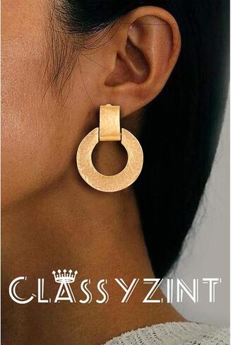 أقراط CLASSYZINT بمشبك ذهبي وفضي للنساء مصنوعة يدويًا من النحاس والمعدن بتصميم عتيق أقراط متدلية مجوهرات هدية in Kuwait