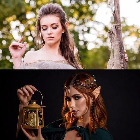 أنياب أسنان مصاصي الدماء وآذان قزم من كليوور، أسنان وهمية مع لاصق، آذان قزم الجنية الناعمة من أجل أزياء تنكرية لحفلات الهالوين وإكسسوارات الملابس in Kuwait