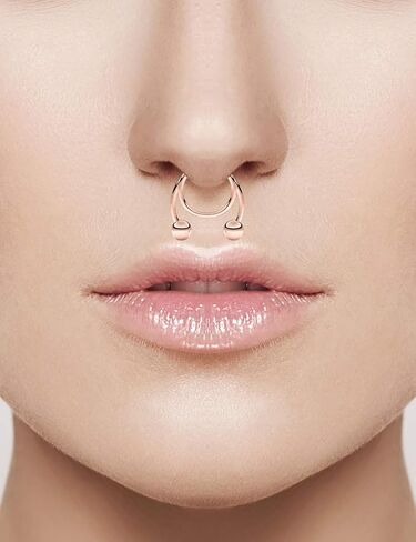 SCERRING Fake Septum Nose Hoop Rings Stainless Steel Faux Lip Ear Nose Septum Ring Non Piercing Clip On Nose Hoop Rings Body Piercing Jewelry Clear CZ 15PCS in Kuwait