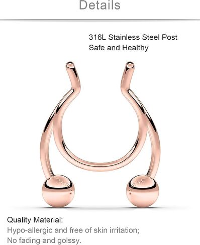 SCERRING Fake Septum Nose Hoop Rings Stainless Steel Faux Lip Ear Nose Septum Ring Non Piercing Clip On Nose Hoop Rings Body Piercing Jewelry Clear CZ 15PCS in Kuwait