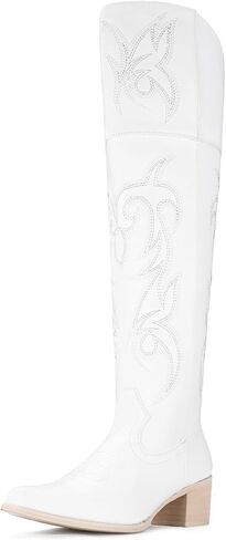 IUV أحذية رعاة البقر عالية الركبة للنساء، فوق الركبة أحذية راعية البقر الغربية الفخذ عالية أحذية راعية البقر طويل القامة in Kuwait