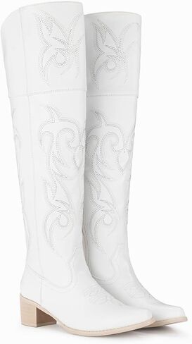 IUV أحذية رعاة البقر عالية الركبة للنساء، فوق الركبة أحذية راعية البقر الغربية الفخذ عالية أحذية راعية البقر طويل القامة in Kuwait