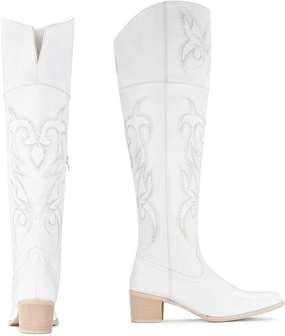 IUV أحذية رعاة البقر عالية الركبة للنساء، فوق الركبة أحذية راعية البقر الغربية الفخذ عالية أحذية راعية البقر طويل القامة in Kuwait