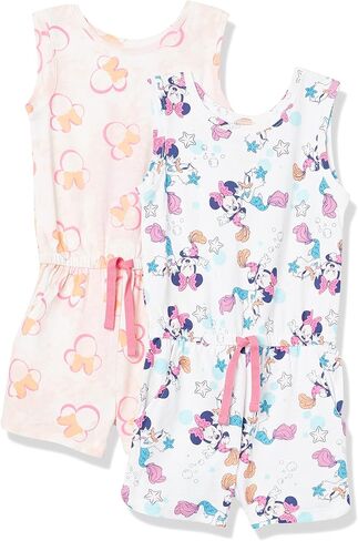 Amazon Essentials Disney | Marvel | Star Wars | Frozen | Princess Girls and Toddlers' Knit Sleeveless Rompers, Pack of 2 in Kuwait