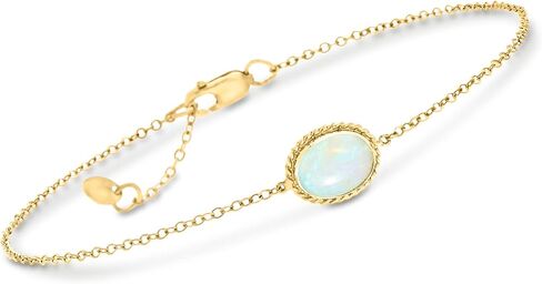Ross-Simons Australian Opal Roped-Edge Bracelet in 14kt Yellow Gold. 7 inches in Saudi Arabia