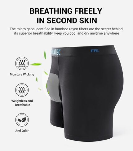 ملابس داخلية منفصلة للرجال من الخيزران رايون، سراويل داخلية قابلة للتنفس وناعمة مع تصميم الحقيبة المزدوجة، 7 قطع باللون الأسود in Kuwait