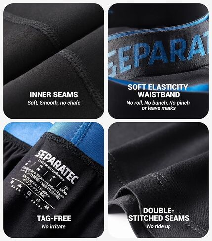 ملابس داخلية منفصلة للرجال من الخيزران رايون، سراويل داخلية قابلة للتنفس وناعمة مع تصميم الحقيبة المزدوجة، 7 قطع باللون الأسود in Kuwait